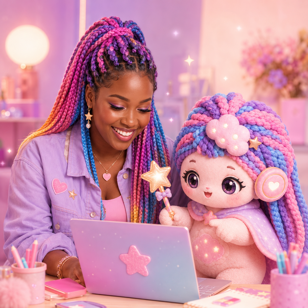 DREAMA helping a woman at her laptop